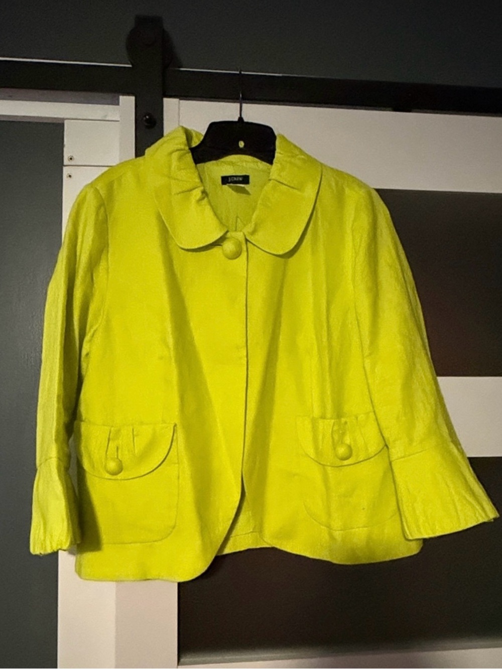 J. Crew Bright Neon Yellow Rounded-Collar Button Jacket